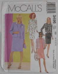 3496 SHEATH DRESS, LINED JACKET PATTERN 8-14